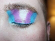 person's blue eyeshadow