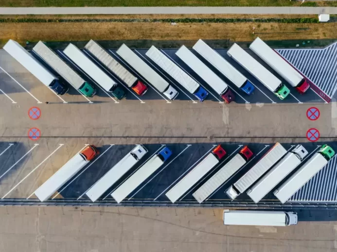 Aerial Photography Of Trucks Parked