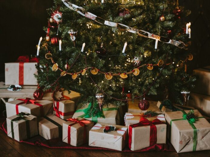 gift boxes under Christmas tree
