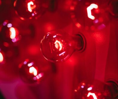 Jenn selective photo of red bulb lights