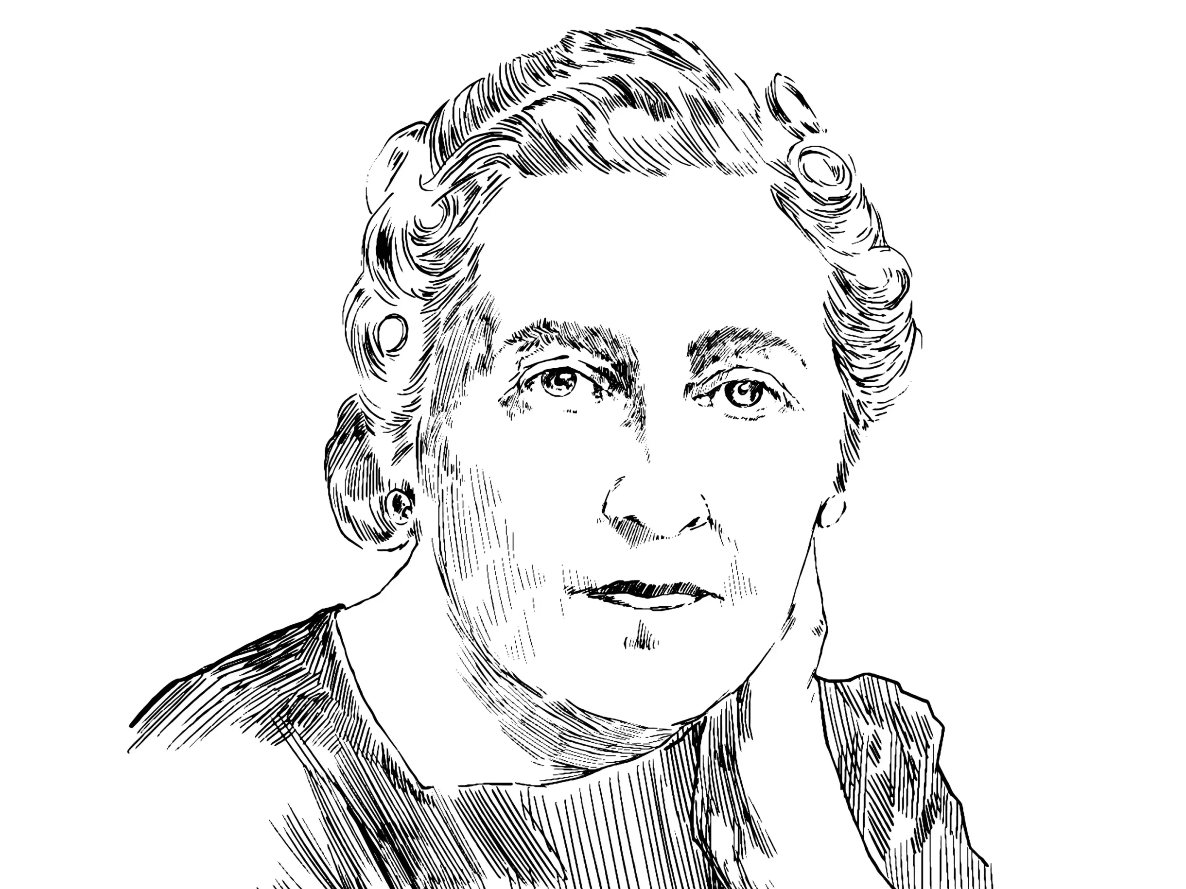 Agatha Christie namalovaná tužkou
