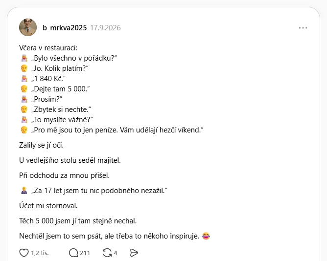 Print screen ze sociální sítě Threads