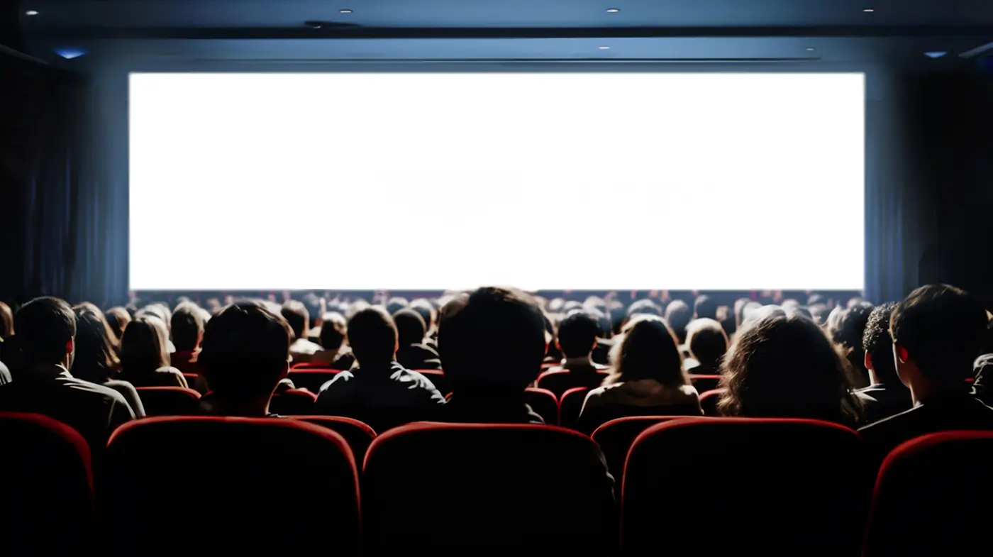 shutterstock_2309366247 - VIPshow Diváci sedí v křeslech v kině a před sebou mají velké plátno
